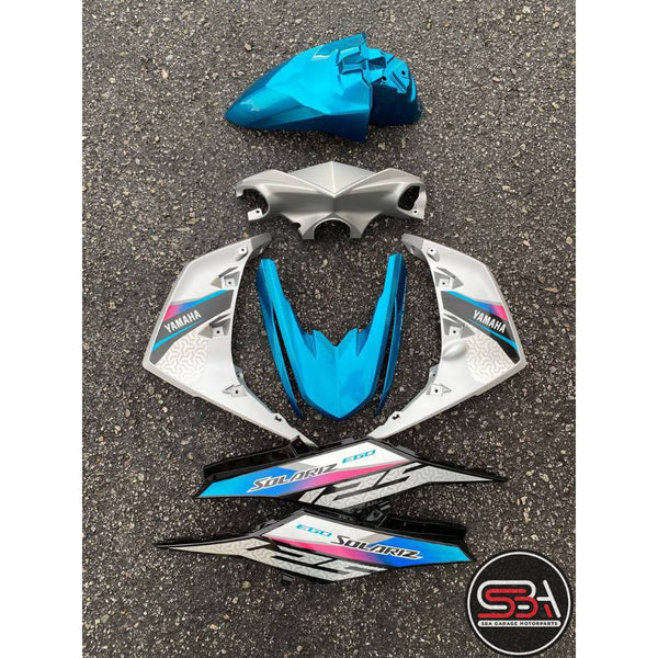 YAMAHA EGO SOLARIZ BODY COVERSET CYAN CM6 SILVER PRE-APPLIED DECALS ORIGINAL HLY