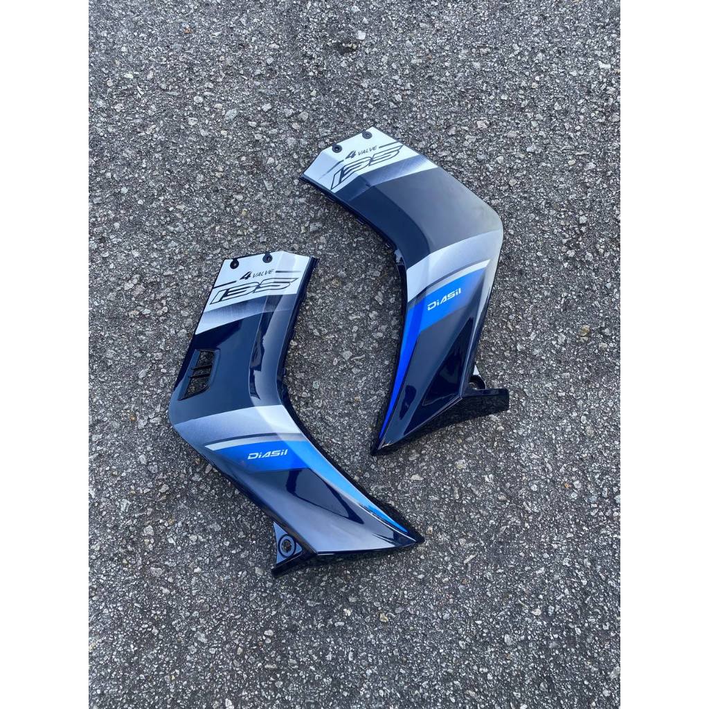 COVERSET LC135 V1 BIRU PUTIH SILVER 1ST EDITION DPBMU BWC1 ORIGINAL HLY SIAP TAMPAL FREE EMBLEM HONG LEONG YAMAHA