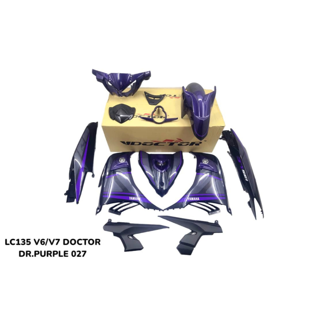 COVERSET BODYSET YAMAHA LC LC135 V6 V7 DR PURPLE 027 RXZ DESIGN STRIPE TANAM DOCTOR EDITION OEM