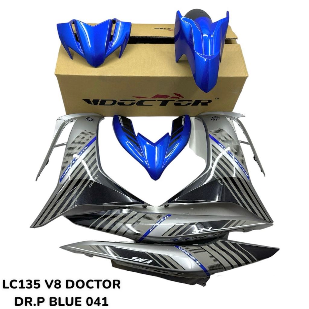 COVERSET BODYSET LC135 LC V8 DR P BLUE BIRU 2015 CODE 041 FUEL INJECTION FI YAMAHA SIAP TANAM DOCTOR OEM