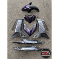 MOTORCYCLE COVERSET LC135 LC V8 PURPLE GREY BATMAN 2015 L8-ST-6 FUEL INJECTION FI YAMAHA SIAP TANAM VELOZI DOCTOR 040