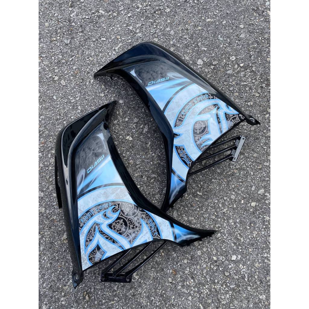 YAMAHA LC LC135 V6 V7 HITAM KILAT FULL STRIPE BIRU BATIK SMOKE - COVERSET BODYSET SIAP TAMPAL VELOZI WITH COVER METER