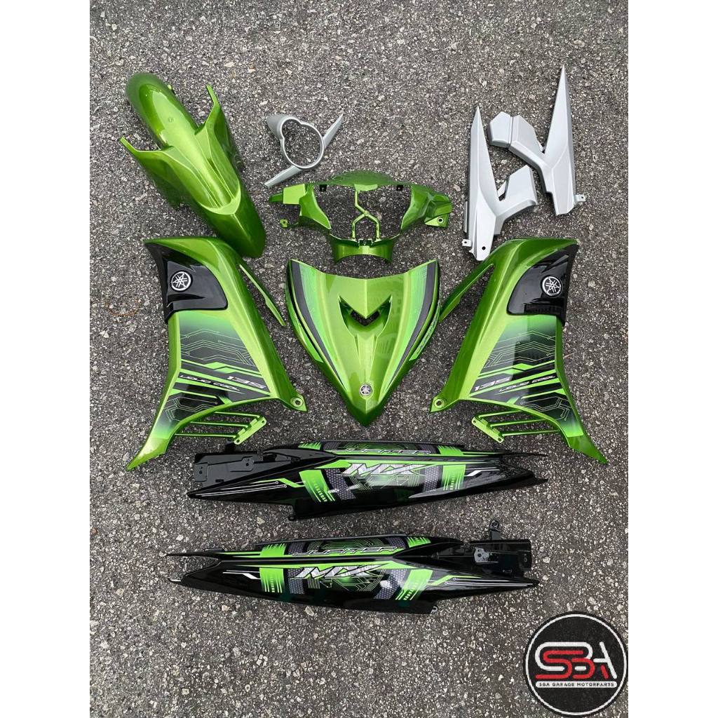 COVERSET YAMAHA LC LC135 V2 V4 V5 V6 V7 JUPITER MX GREEN BLACK HIJAU HITAM BODYSET SIAP TANAM VELOZI WITH COVER METER