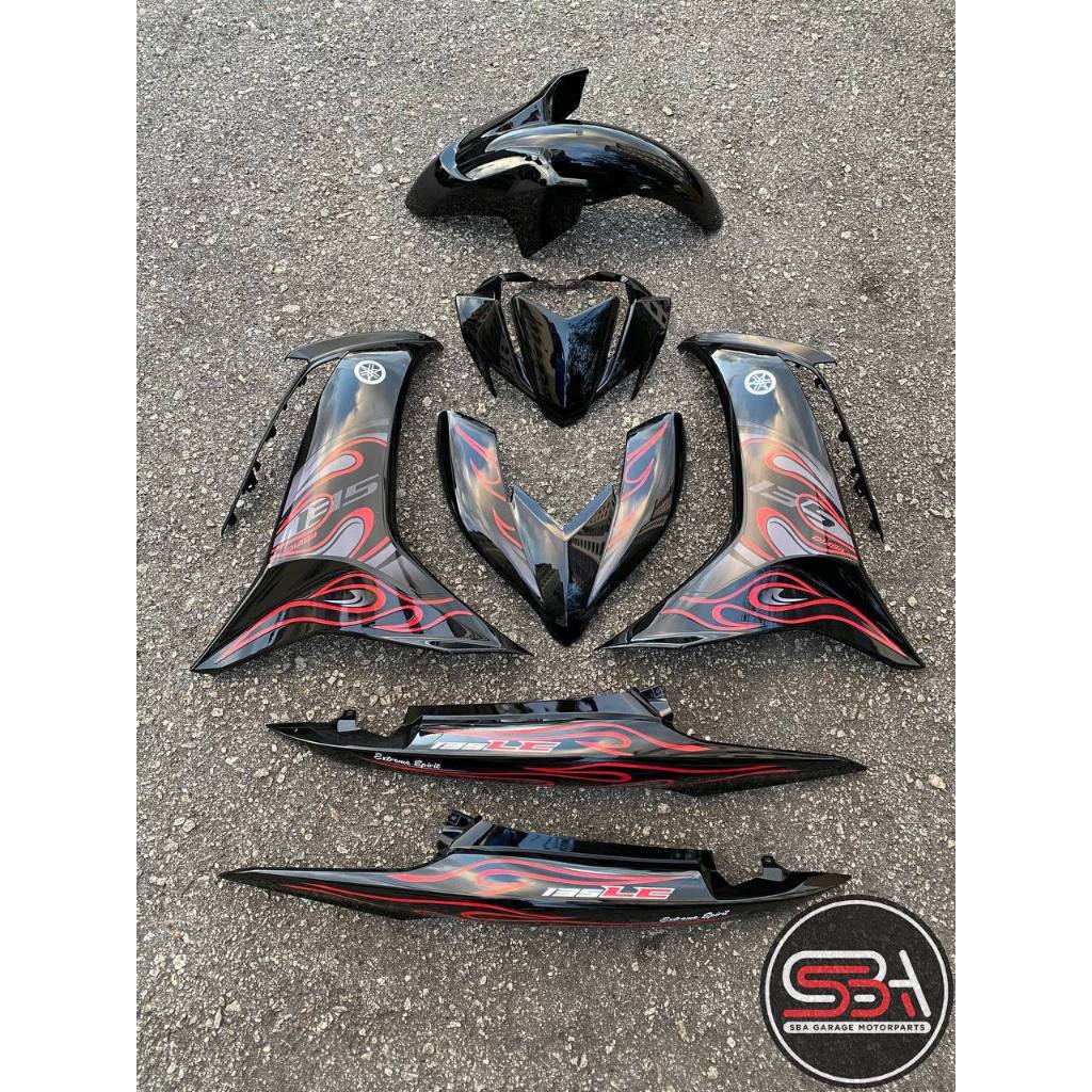 MOTORCYCLE COVERSET BODYSET LC135 LC V8 FIRE RED MATELIC BLACK L8-F2 FUEL INJECTION FI YAMAHA SIAP TANAM VELOZI