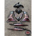 MOTORCYCLE COVERSET BODYSET LC135 LC V8 FIRE RED MATELIC BLACK L8-F2 FUEL INJECTION FI YAMAHA SIAP TANAM VELOZI