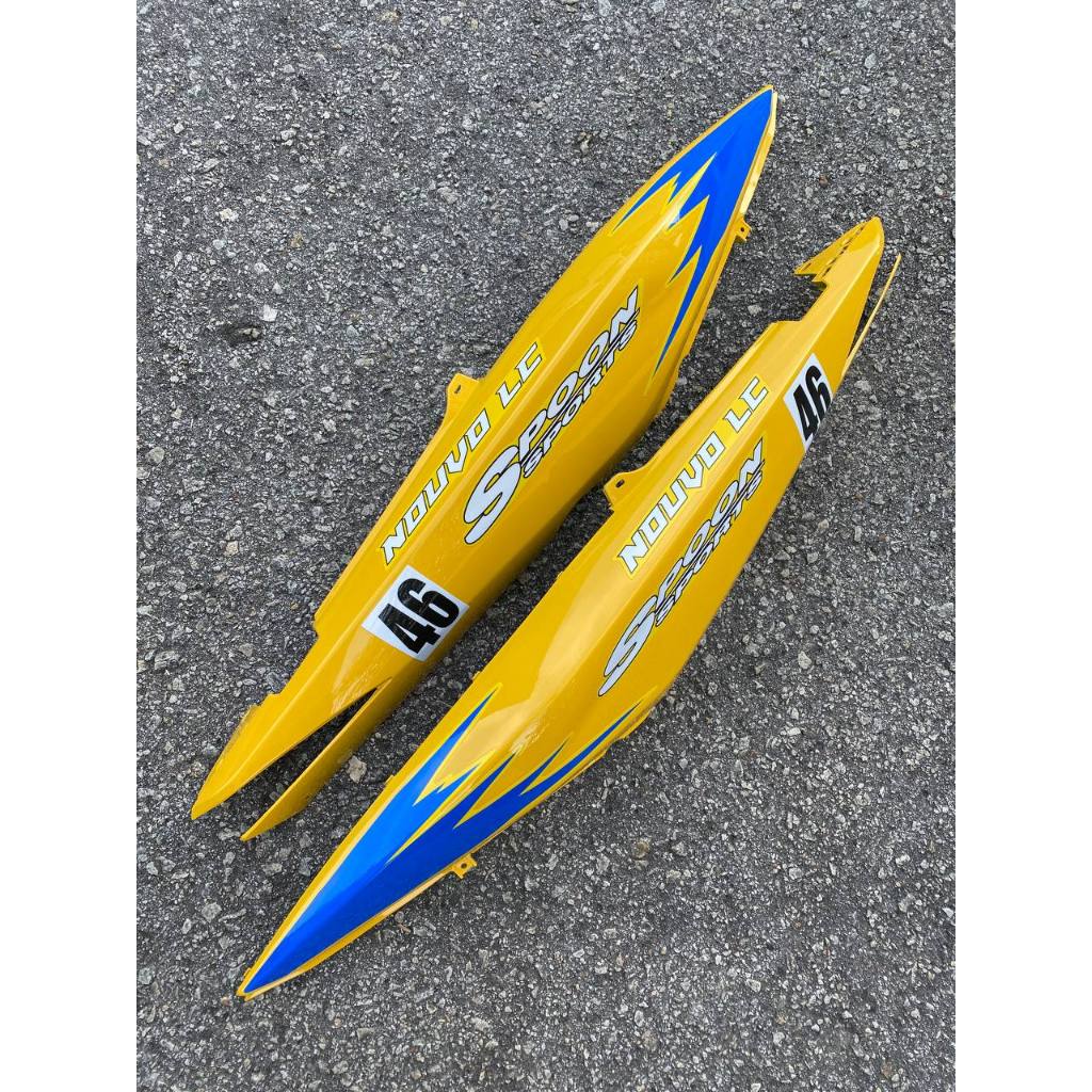COVERSET NOUVO LC SCOOTER YAMAHA SPOON BIRU KUNING BLUE YELLOW TERMASUK STICKER SIAP TANAM OEM