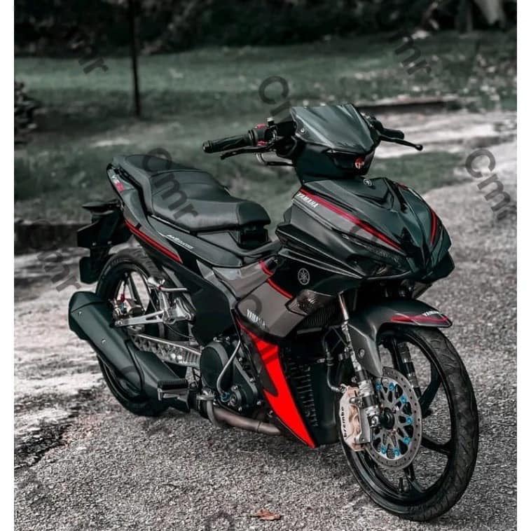 Y16 V1 V2 COVERSET Y16ZR RXZ DESIGN BLACK TONE GREY RED STRIPES Y16-RXZ-E-1 ORIGINAL VELOZI VDOCTOR YAMAHA SIAP TANAM