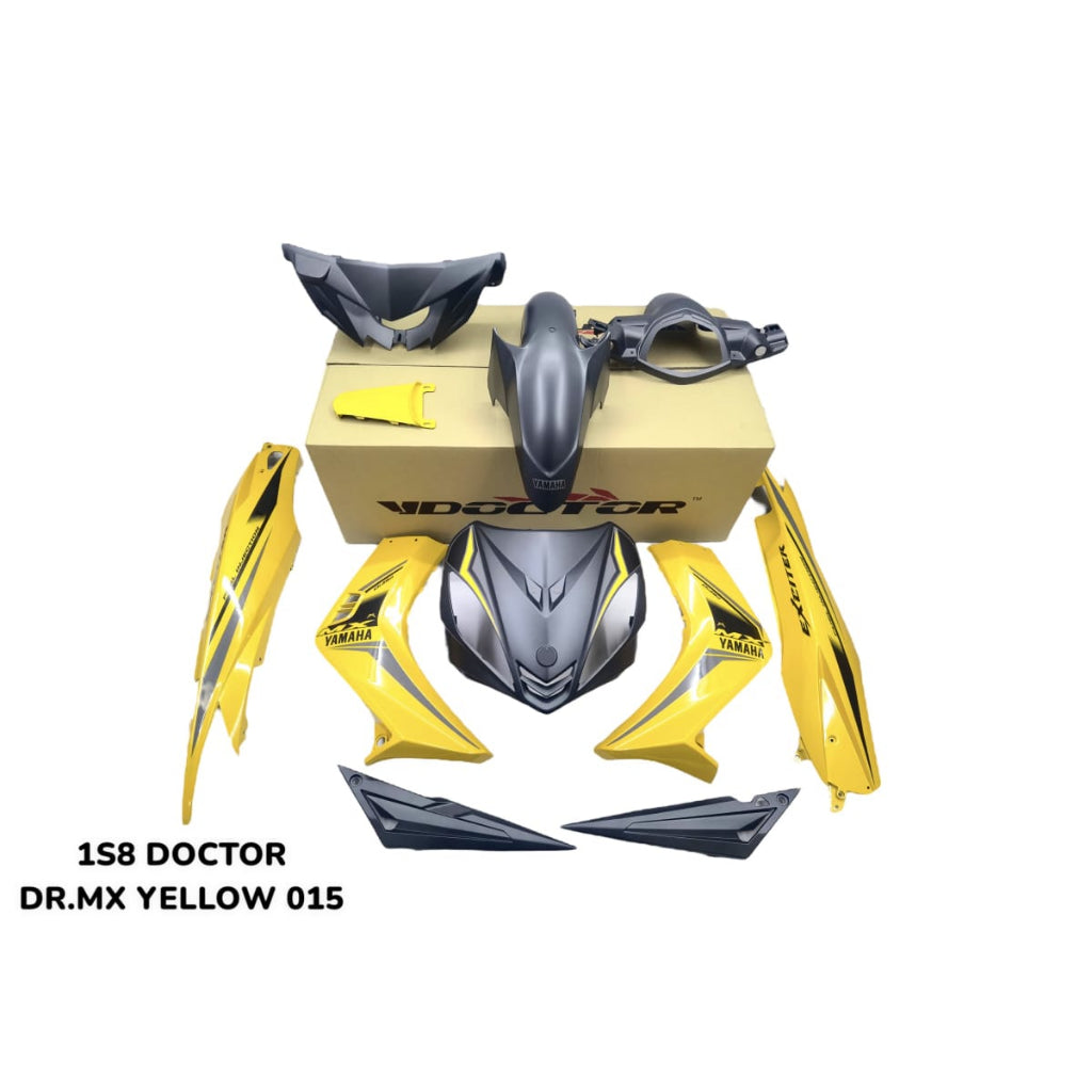 COVERSET BODYSET YAMAHA LC LC135 V1 DR MX YELLOW STRIPE TANAM CODE 015 DOCTOR EDITION OEM
