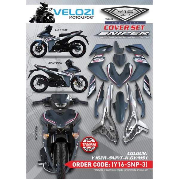 Y16 COVERSET Y16ZR SNIPER KHAKI GREY MS1 Y16-SNP-3 ORIGINAL VELOZI YAMAHA READY TO INSTALL, READY STOCK