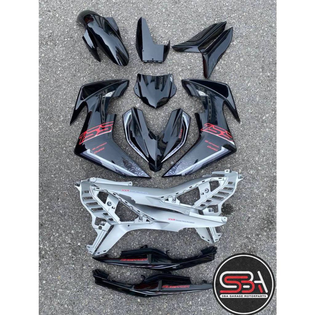Y16 COVERSET Y16ZR EXCITER RC MATELIC BLACK MSI HITAM Y16-ECT-RC-2 ORIGINAL VELOZI YAMAHA SIAP TANAM READY STOK
