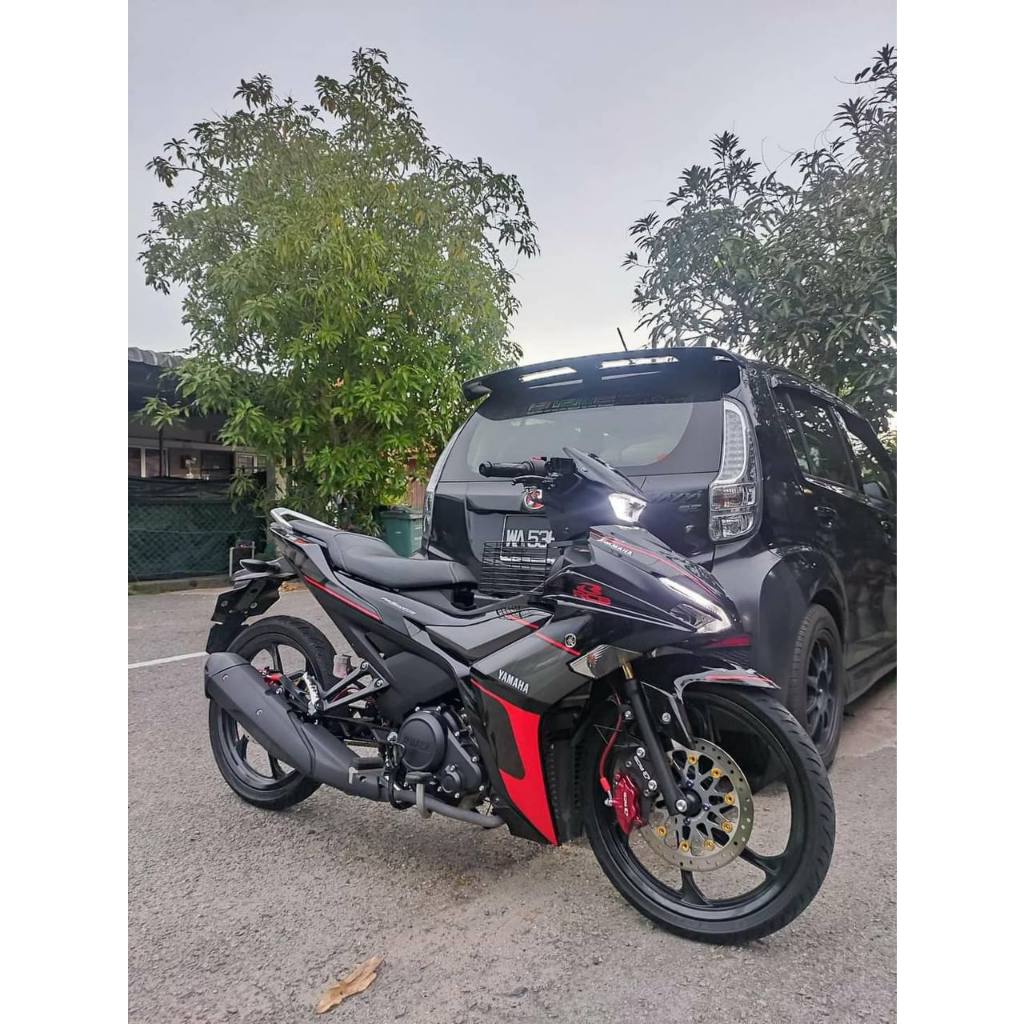 Y16 V1 V2 COVERSET Y16ZR RXZ DESIGN BLACK TONE GREY RED STRIPES Y16-RXZ-E-1 ORIGINAL VELOZI VDOCTOR YAMAHA SIAP TANAM