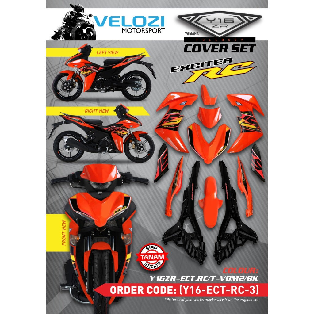 Y16 COVERSET Y16ZR EXCITER RC VOM ORANGE Y16-ECT-RC-3 ORIGINAL VELOZI YAMAHA READY TO INSTALL READY STOCK