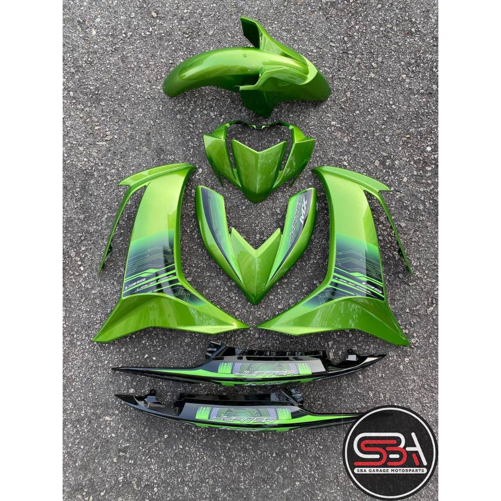 MOTORCYCLE COVERSET BODYSET LC135 LC V8 JUPITER MX APPLE GREEN BLACK FUEL INJECTION FI YAMAHA SIAP TANAM VELOZI