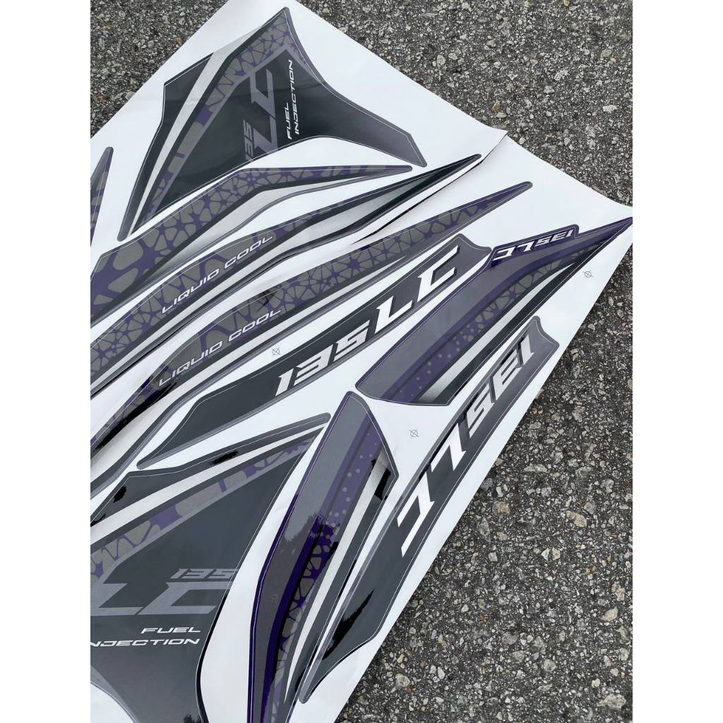 STICKER STRIPE BODY SET / COVERSET LC LC135 V8 PURPLE MATELIC NO 21 STANDARD MORITAKA YAMAHA
