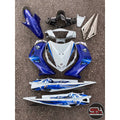 COVERSET BODYSET YAMAHA LC 135 V1 BIRU EXTREME SPIRIT ORIGINAL HONG LEONG YAMAHA HLY STRIPE SIAP TAMPAL (FREE EMBLEM )