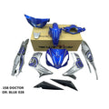 COVERSET LC LC135 V1 YAMAHA VELOZI / DOCTOR P BLUE BIRU BATIK SILVER 028 DESIGN STRIPE SIAP TANAM CLEAR 2K