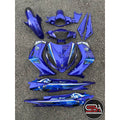COVERSET BODYSET YAMAHA LC135 V1 BIRU FULL BATIK EXTREME SPIRIT ORIGINAL M SEKI STRIPE SIAP TAMPAL (FREE EMBLEM)