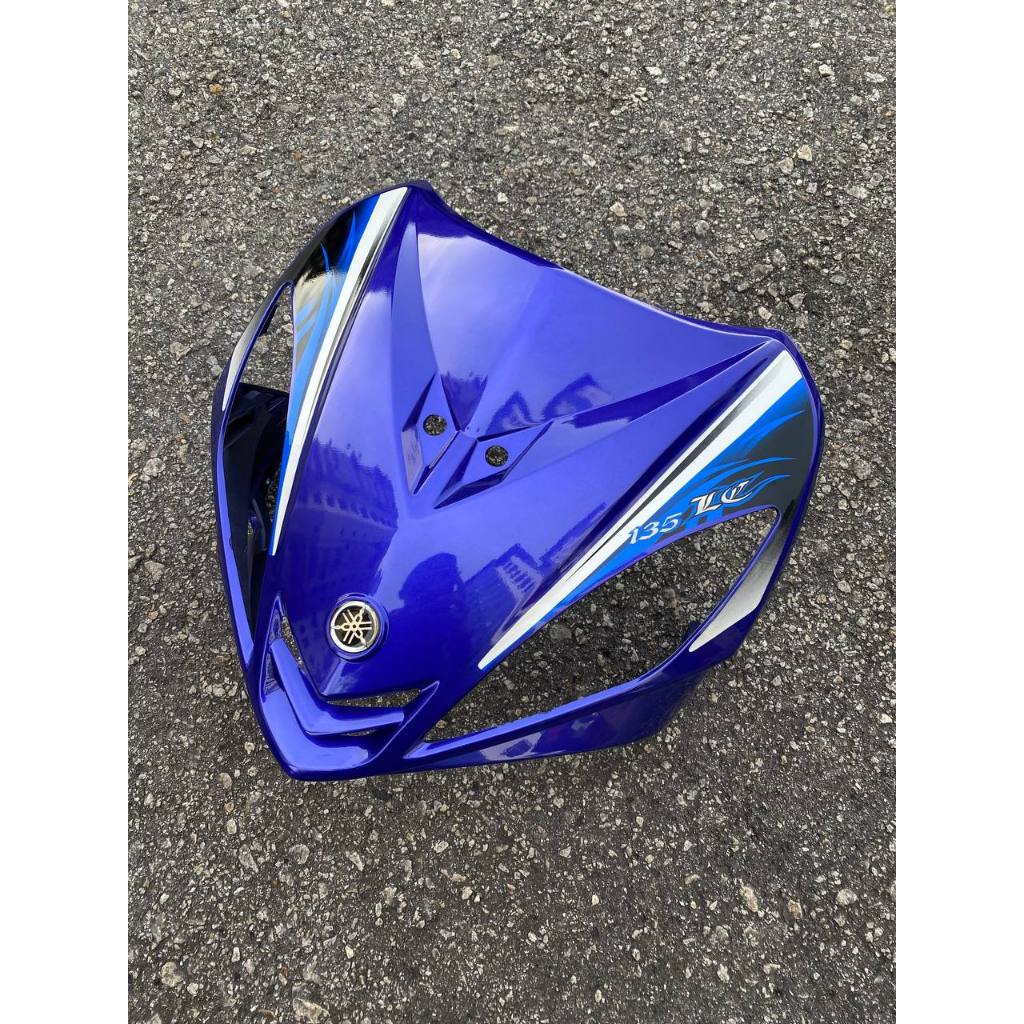 COVERSET BODYSET YAMAHA LC135 V1 BIRU FULL BATIK EXTREME SPIRIT ORIGINAL M SEKI STRIPE SIAP TAMPAL (FREE EMBLEM)