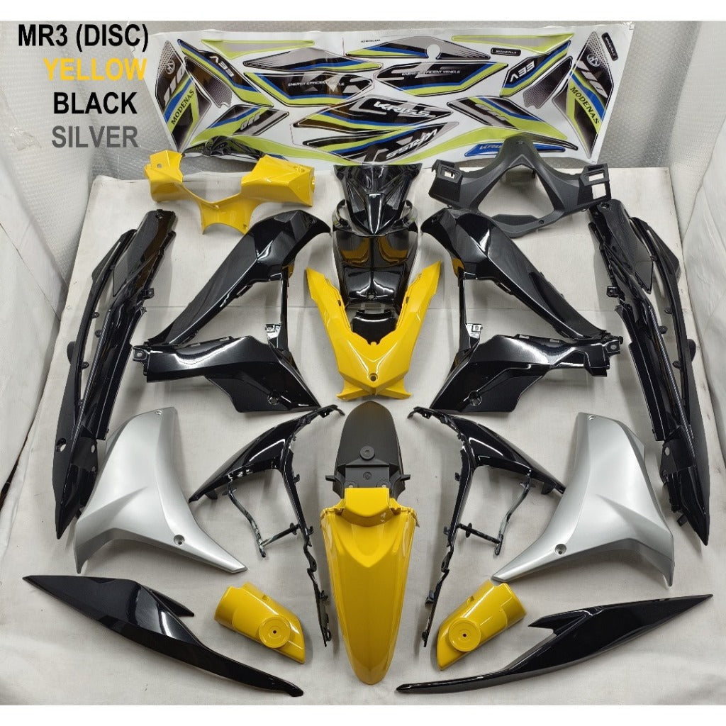 MODENAS KRISS MR3 DISC BODYSET COVERSET YELLOW BLACK SILVER PRE-APPLIED M SEKI SET