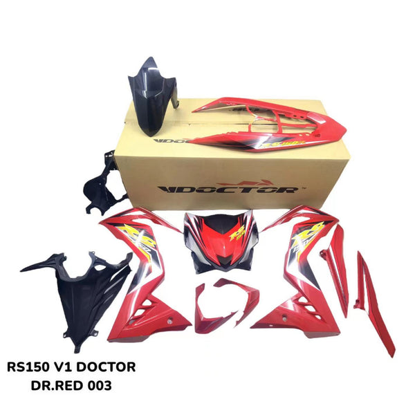 HONDA RS RS150 V1 BODYSET COVERSET DOCTOR RED 003 STRIPE READY TO INSTALL