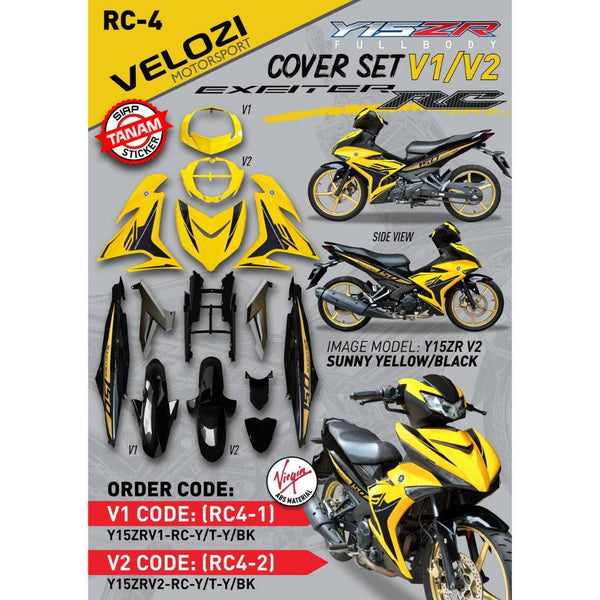 COVER SET Y15ZR V1 V2 MX KING SUNNY YELLOW GREY MATT TANAM COVERSET PREMIUM EDITION YSUKU ORIGINAL VELOZI