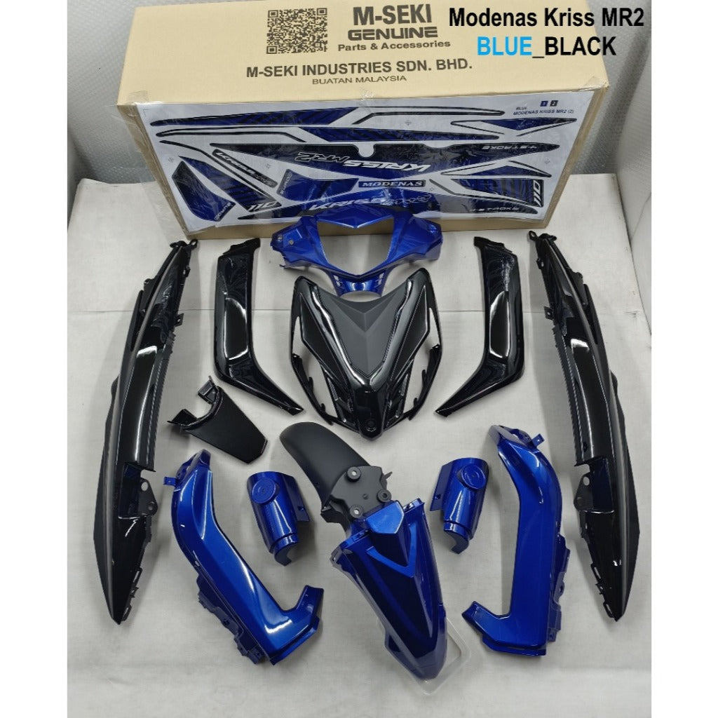 COVERSET BODYSET MODENAS KRISS MR2 BLUE BLACK BIRU HITAM SIAP TAMPAL M SEKI SET