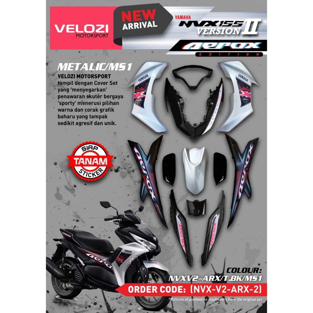 COVERSET BODYSET NVX 155 NVX155 V2 YAMAHA METALIC BLACK MSI MS1HITAM SILVER AEROX EDITION VELOZI SIAP TANAM NVX-V2-ARX-2