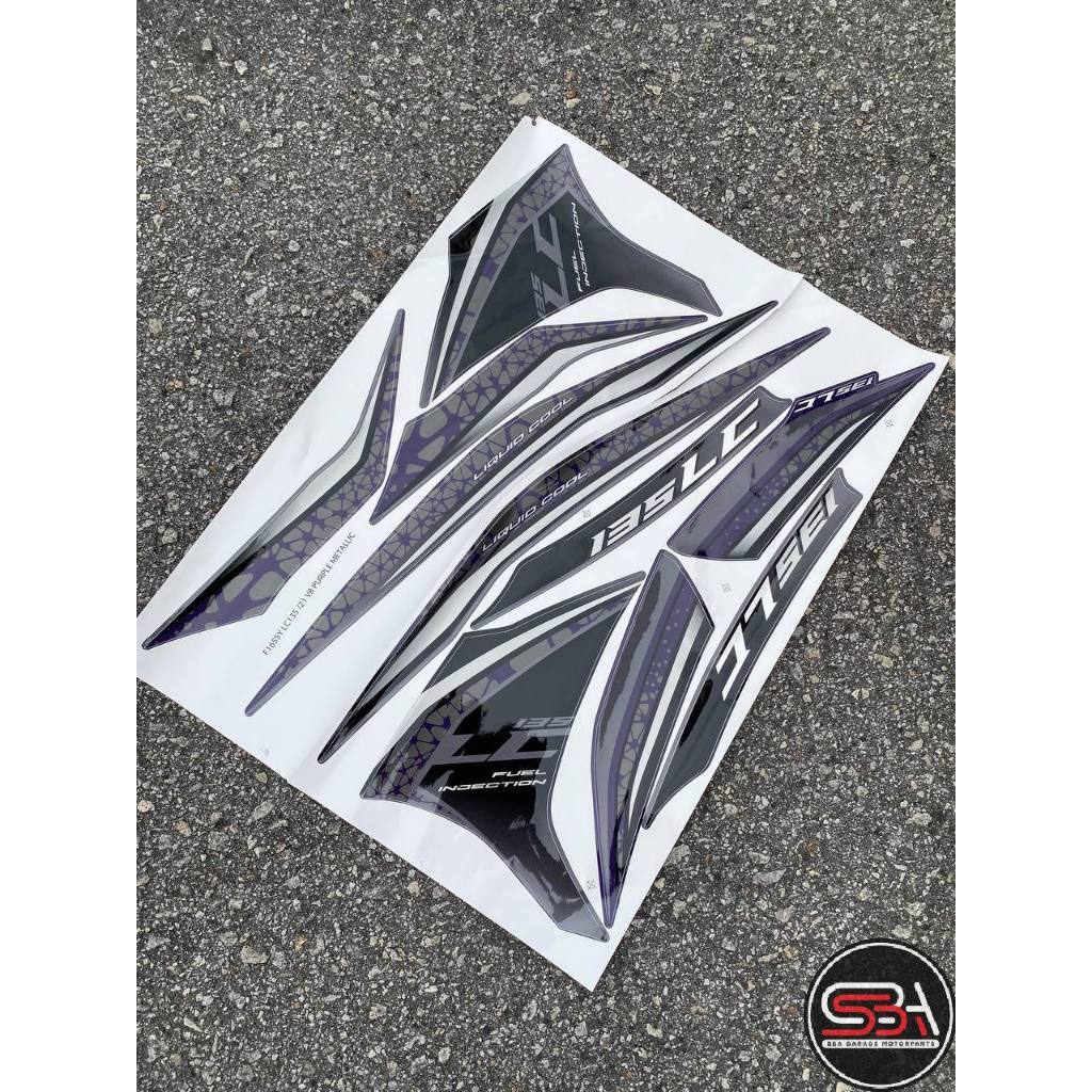 STICKER STRIPE BODY SET / COVERSET LC LC135 V8 PURPLE MATELIC NO 21 STANDARD MORITAKA YAMAHA