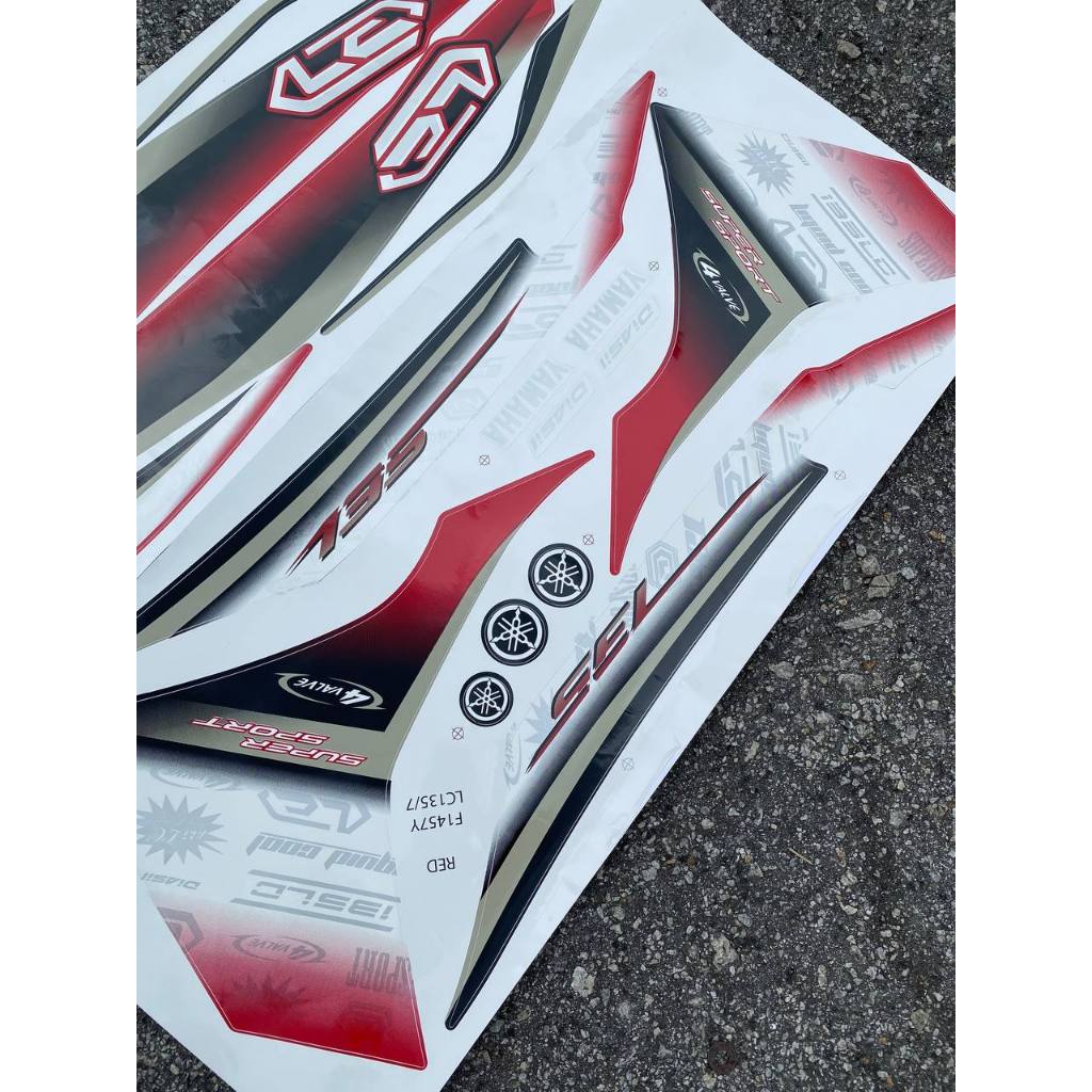 STICKER STRIPE BODY SET / COVERSET LC LC135 V2 V3 V4 V5 V6 V7 MERAH RED PURBA MORITAKA YAMAHA NO 7