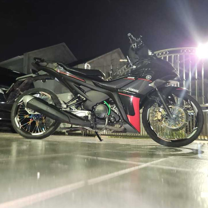 Y16 V1 V2 COVERSET Y16ZR RXZ DESIGN BLACK TONE GREY RED STRIPES Y16-RXZ-E-1 ORIGINAL VELOZI VDOCTOR YAMAHA SIAP TANAM