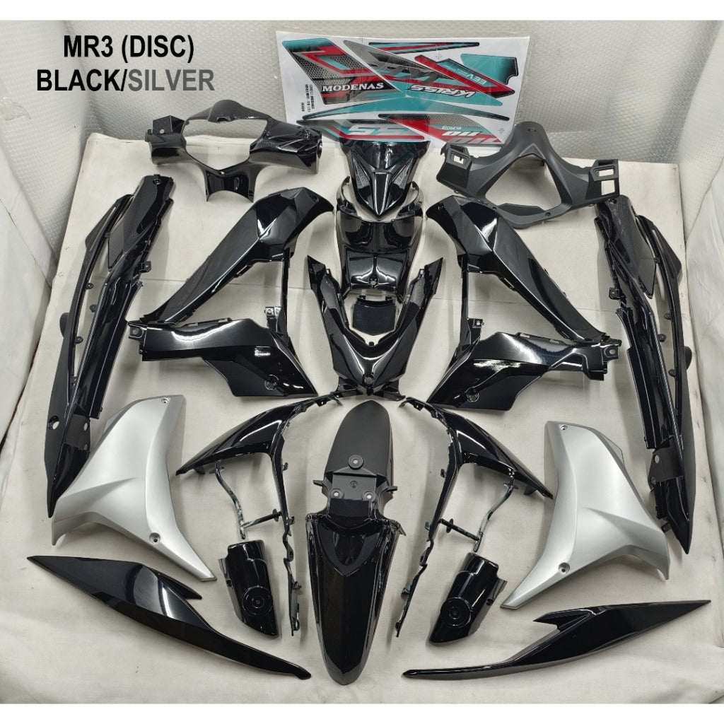 COVERSET BODYSET MODENAS KRISS MR3 DISC SILVER BLACK HITAM SIAP TAMPAL M SEKI SET