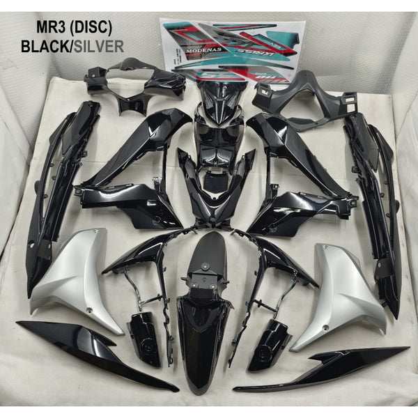 COVERSET BODYSET MODENAS KRISS MR3 DISC SILVER BLACK HITAM SIAP TAMPAL M SEKI SET