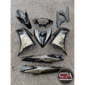 YAMAHA LC LC135 V4 V5 V6 V7 HITAM KILAT FULL BATIK GOLD - COVERSET BODYSET SIAP TAMPAL VELOZI WITH COVER METER