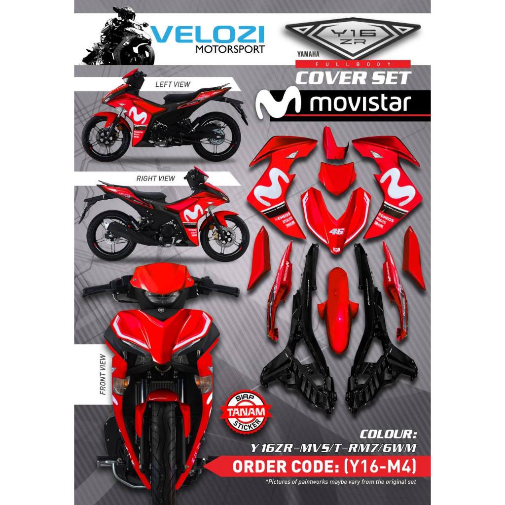 Y16 COVERSET Y16ZR RM7 6WM MOVISTAR MERAH M PUTIH Y16-M4 ORIGINAL VELOZI YAMAHA SIAP TANAM READY STOK
