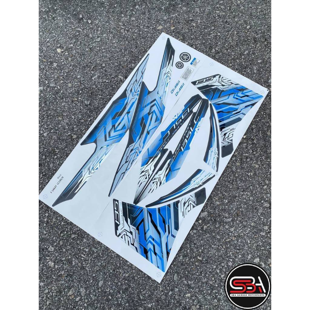 STICKER STRIPE BODY SET / COVERSET LC LC135 BIRU BLUE ROBOT 9 MORITAKA YAMAHA