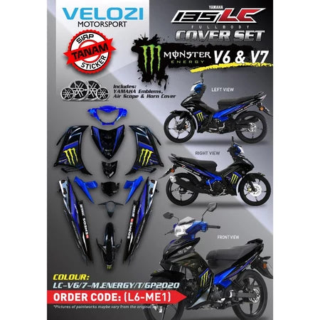 COVERSET LC LC135 V4 V5 V6 EXCITER MONSTER LIMITED STRIPE TANAM 2K CLEAR FREE EMBLEM 020 DOCTOR / VELOZI