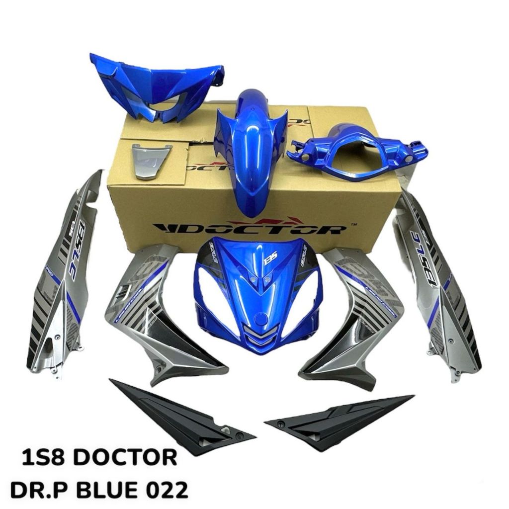 COVERSET LC LC135 V1 YAMAHA DOCTOR P BLUE BIRU 022 2015 NEW DESIGN STRIPE SIAP TANAM CLEAR 2K