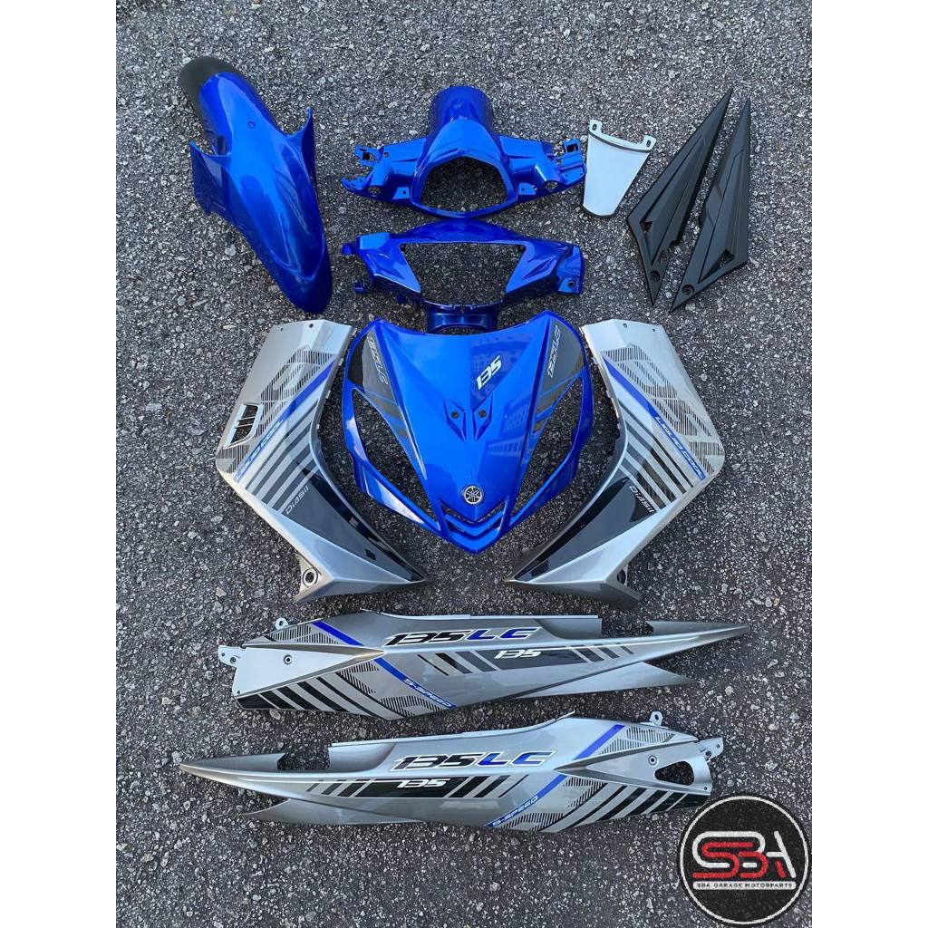 COVERSET LC LC135 V1 YAMAHA DOCTOR P BLUE BIRU 022 2015 NEW DESIGN STRIPE SIAP TANAM CLEAR 2K