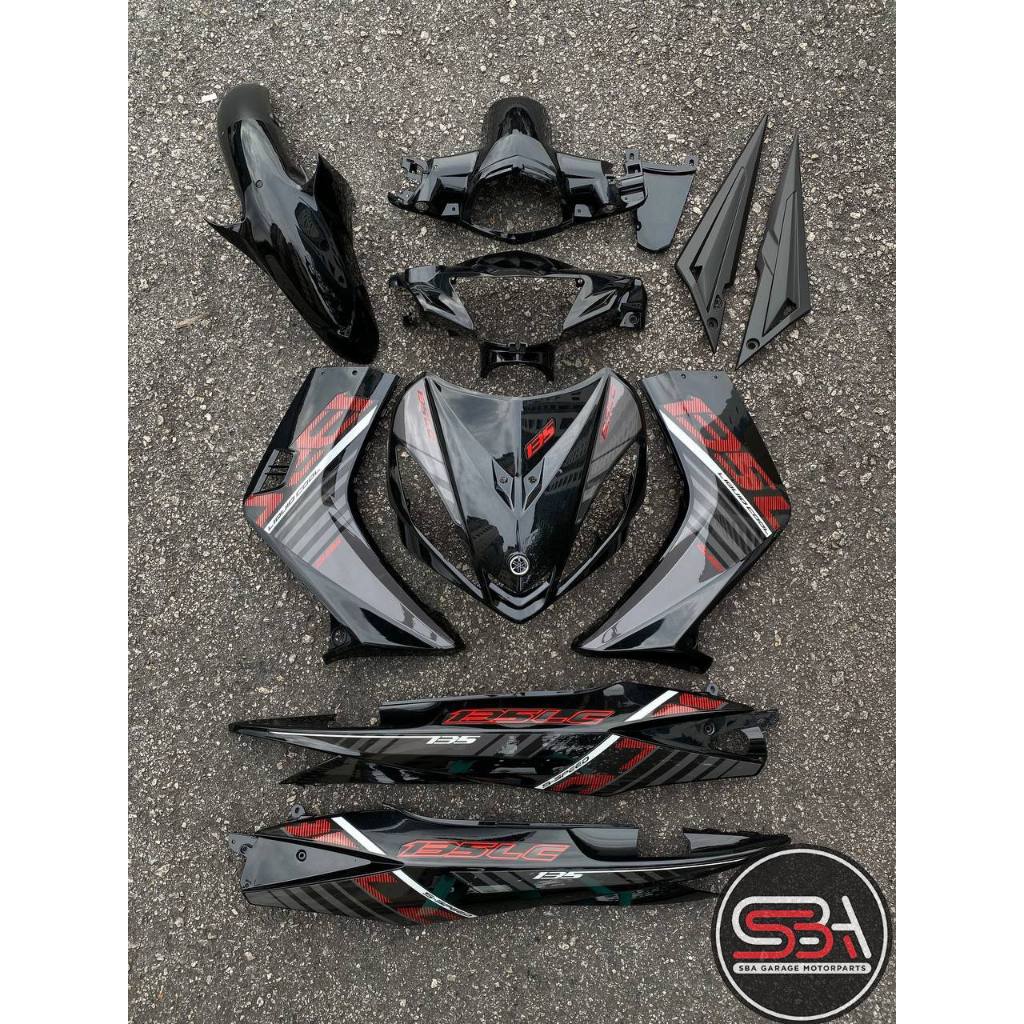 COVERSET LC LC135 V1 YAMAHA DOCTOR P HITAM BLACK BATMAN 024 2015 / VELOZI L1-BM-1 STRIPE SIAP TANAM CLEAR