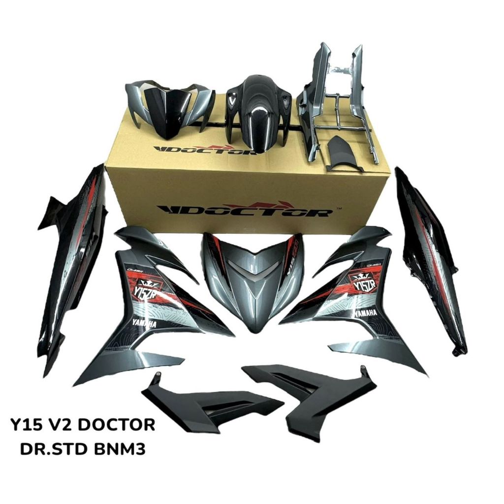 COVERSET BODYSET Y15 Y15ZR YSUKU V2 PL BNM3 GREY BLACK STD YAMAHA HLY DOCTOR SIAP TANAM / VELOZI TAMPAL 2024