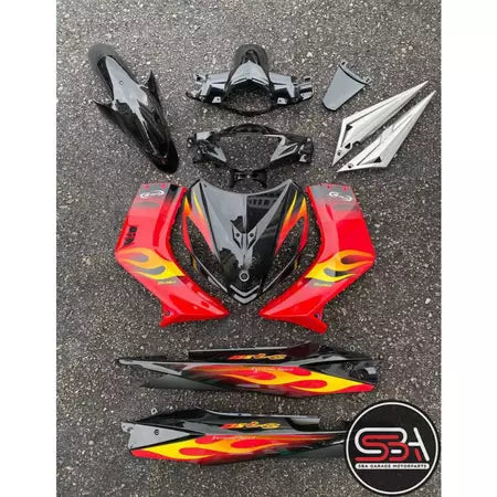 STICKER STRIPE BODY SET / COVERSET LC135 V1 MORITAKA SET MERAH API ORIGINAL YAMAHA