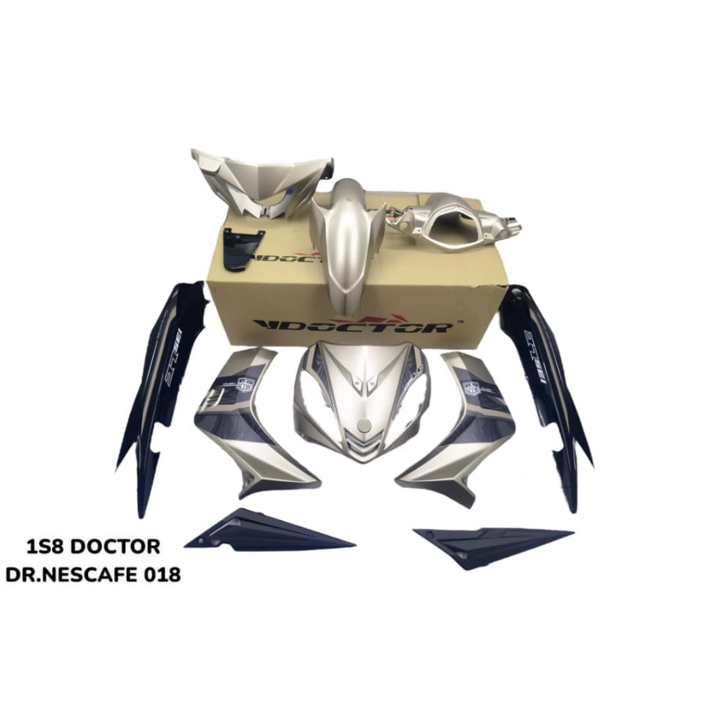 YAMAHA LC135 V1 BODYSET COVERSET DR NESCAFE EMBEDDED STRIPE CODE 018 DOCTOR EDITION OEM