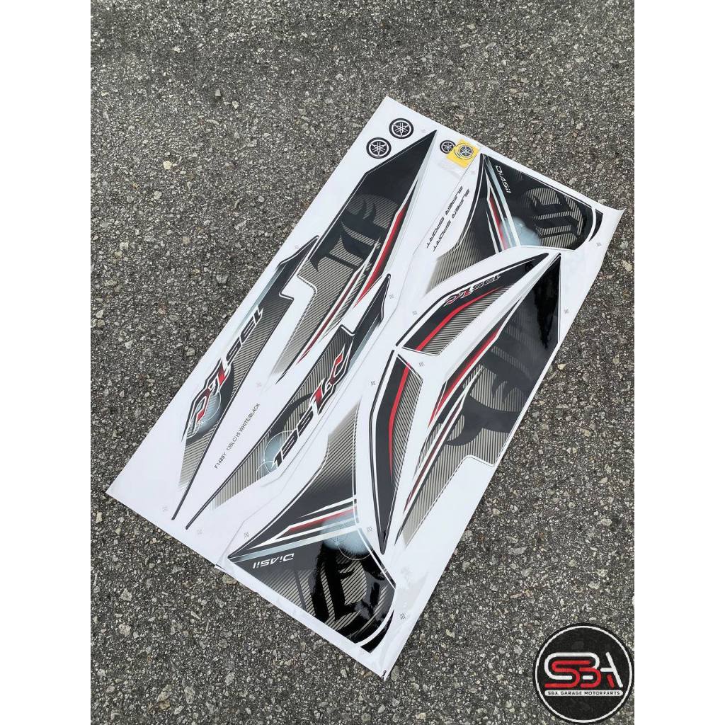 STICKER STRIPE BODY SET COVERSET LC LC135 V4 WHITE BLACK PANDA NO 15 MORITAKA YAMAHA