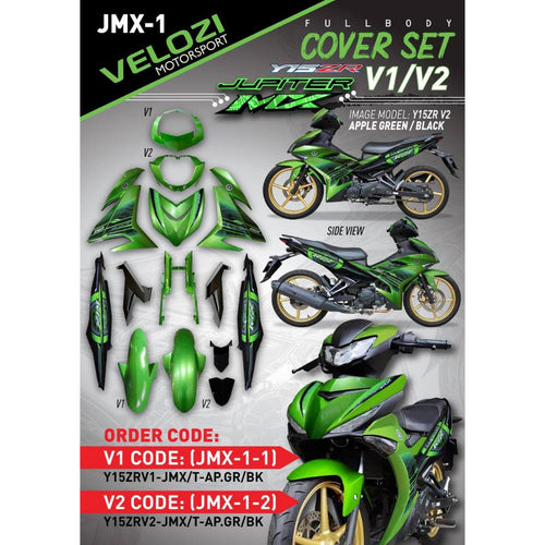 COVER SET Y15ZR V1 V2 JUPITER MX APPLE GREEN HIJAU BLACK TANAM COVERSET PREMIUM EDITION BODYSET YSUKU ORIGINAL VELOZI