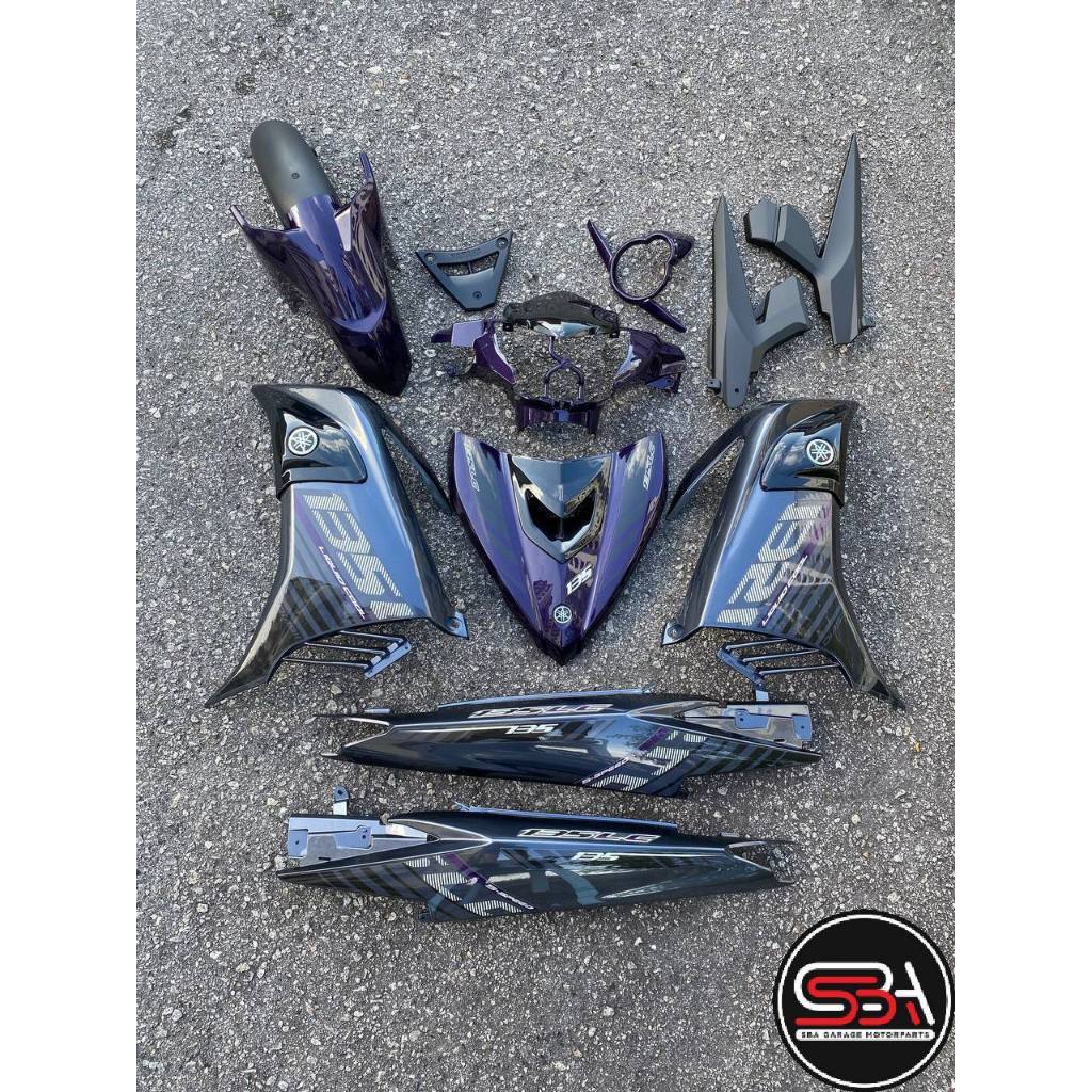 COVERSET BODYSET YAMAHA LC LC135 V6 V7 DR PURPLE GREY UNGU 2015 STRIPE TANAM CODE 034 DOCTOR VELOZI EDITION OEM
