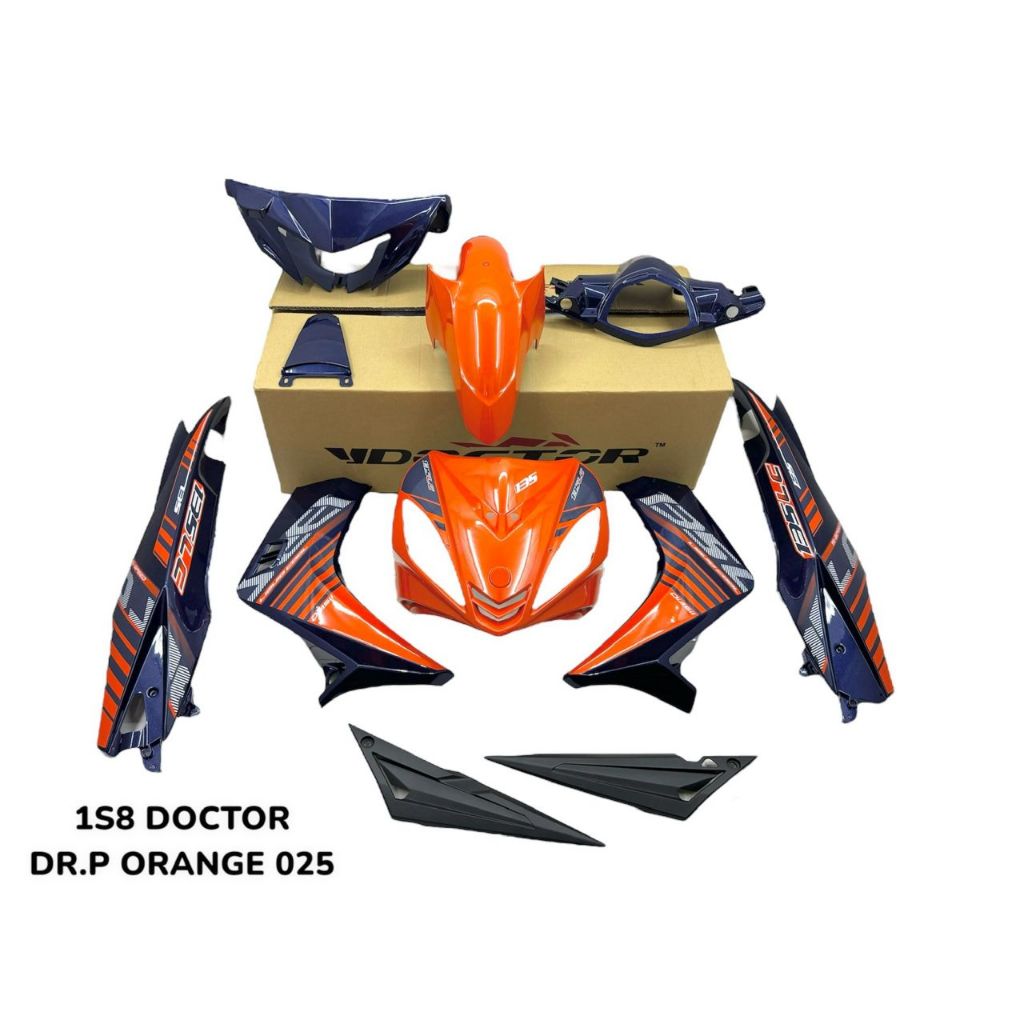 COVERSET LC LC135 V1 YAMAHA DOCTOR P ORANGE BATMAN 025 2015 NEW DESIGN STRIPE SIAP TANAM CLEAR 2K