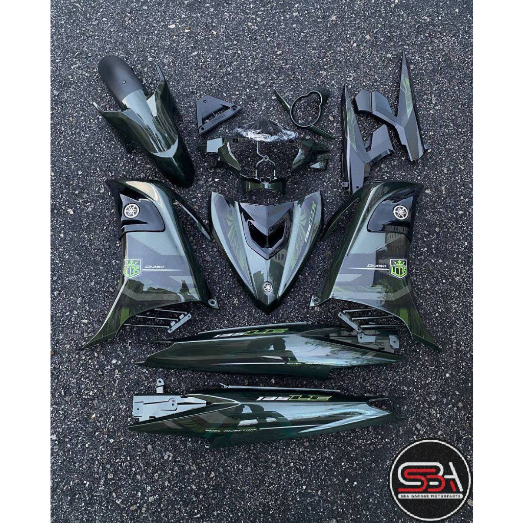 COVERSET BODYSET YAMAHA LC LC135 V6 V7 DNLGM1 ARMY GREEN STRIPE TANAM CODE 003 DOCTOR VELOZI EDITION OEM 2022