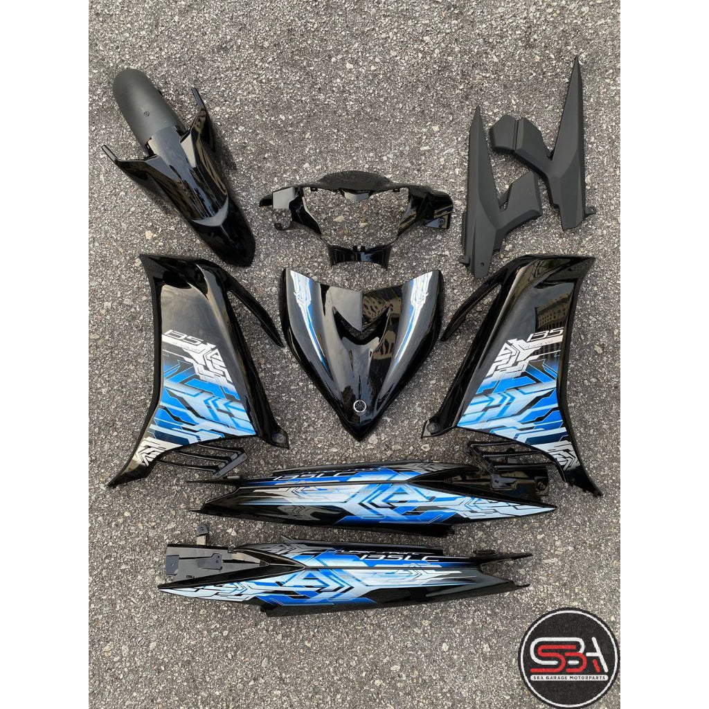 STICKER STRIPE BODY SET / COVERSET LC LC135 BIRU BLUE ROBOT 9 MORITAKA YAMAHA