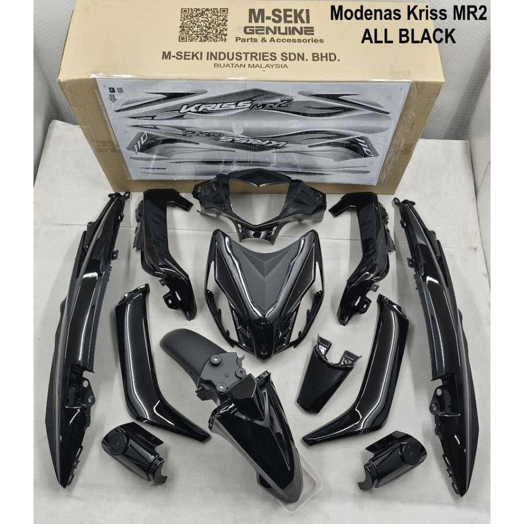 COVERSET BODYSET MODENAS KRISS MR2 ALL BLACK BIRU HITAM SIAP TAMPAL M SEKI SET