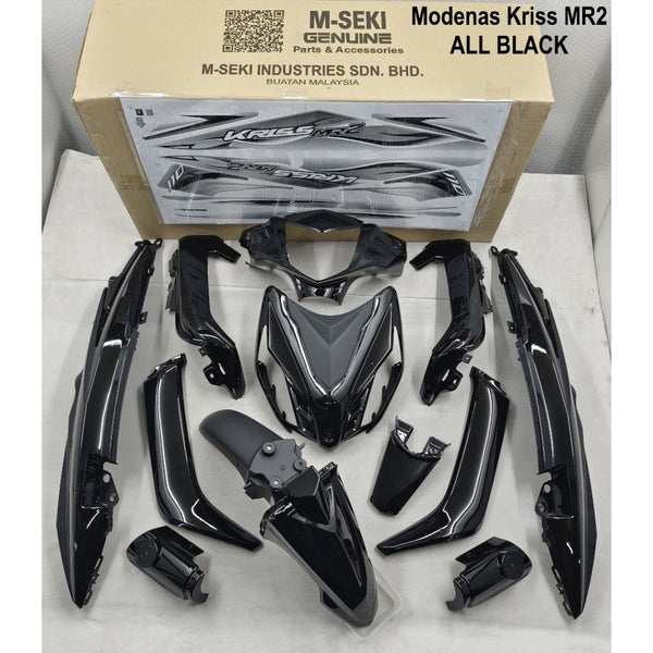 COVERSET BODYSET MODENAS KRISS MR2 ALL BLACK BIRU HITAM SIAP TAMPAL M SEKI SET